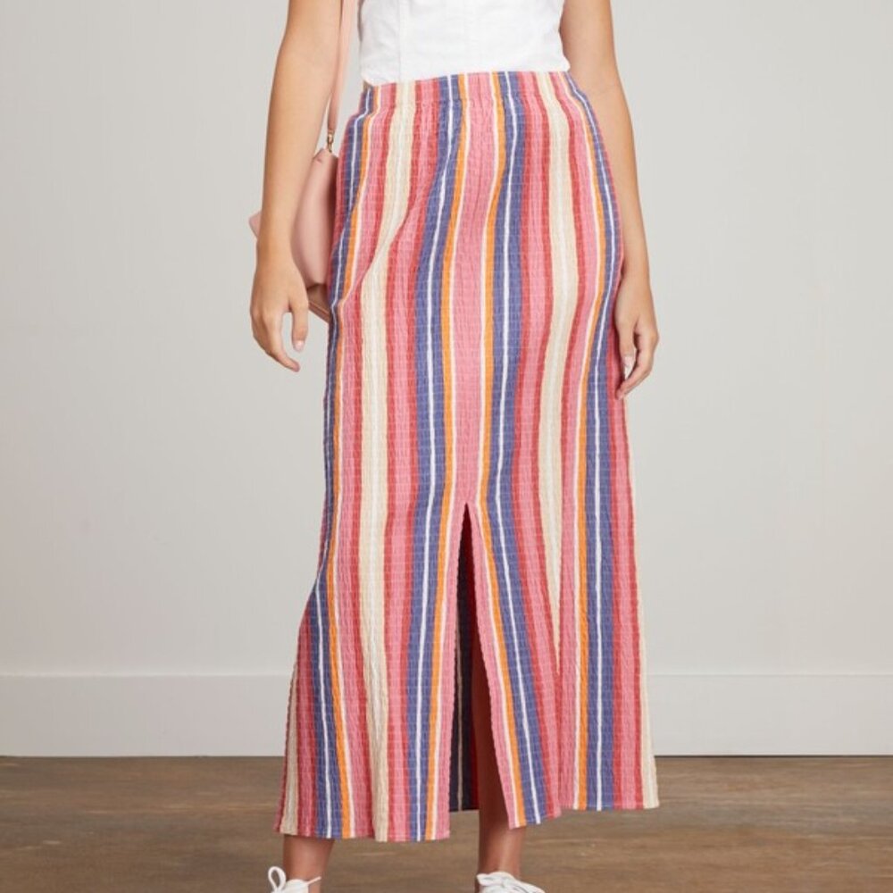 Mara Hoffman Alba Midi Skirt Large Rainbow Striped Large NWOT! $295